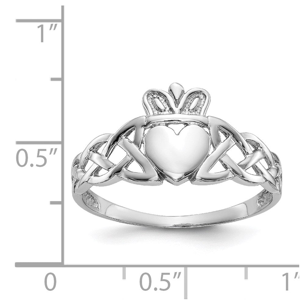 14k White Gold Mens Claddagh Ring Size 9