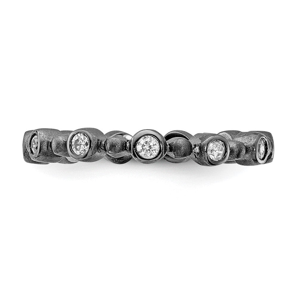 Sterling Silver Black Rhodium-plated CZ Ring