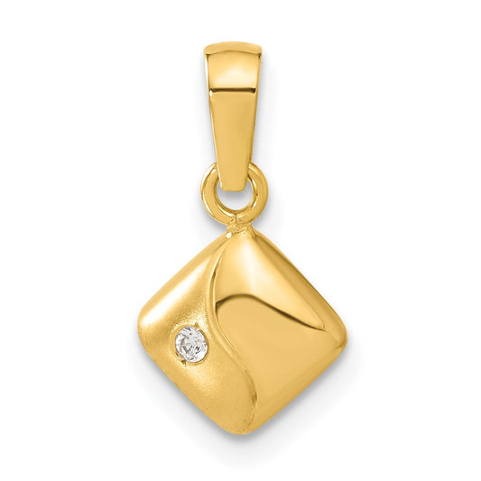 14ky Satin & Polished CZ Pendant