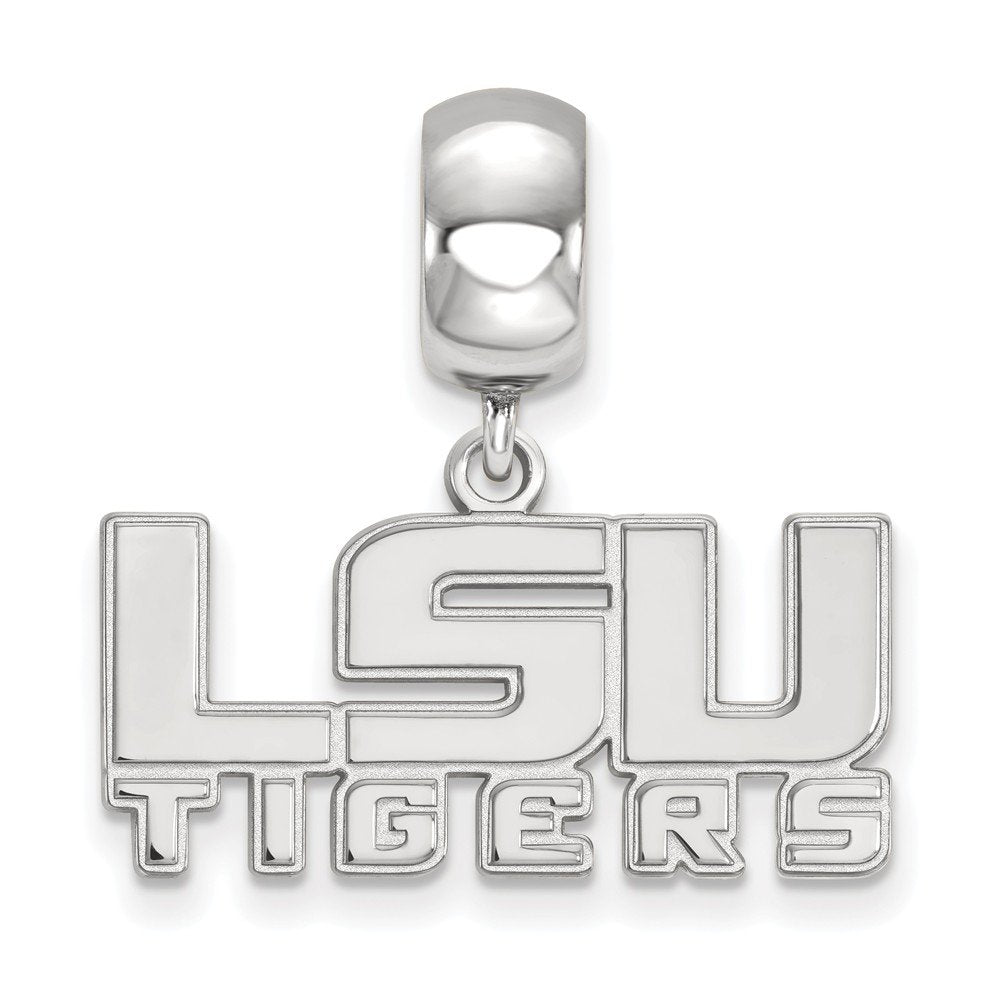 Sterling Silver Rhodium-plated LogoArt Louisiana State University L-S-U Tigers Small Dangle Bead Charm
