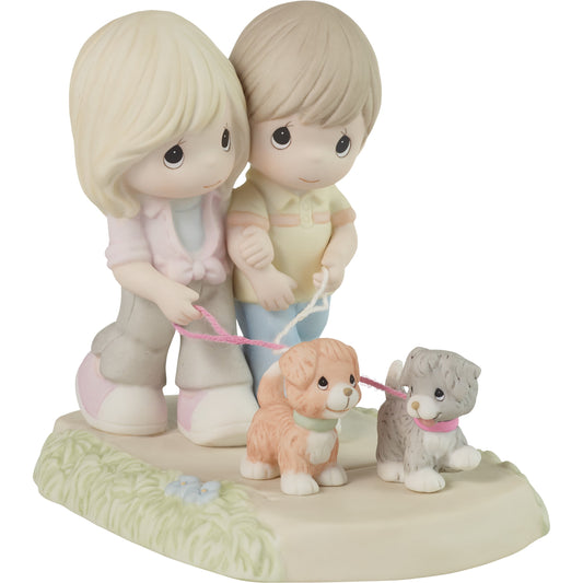 Precious Moments I'll Never Let You Go Couple Walking Dogs Figurine,  Count 1