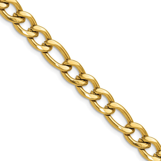 Chisel Stainless Steel Polished Yellow IP-plated 7.5mm 24 inch Figaro Chain