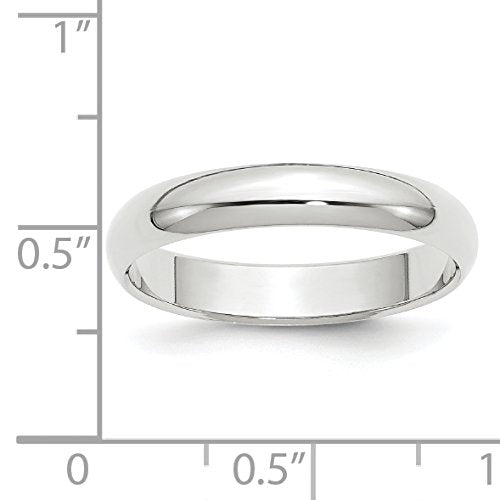 10k White Gold 4mm Half Round Wedding Band Size 9.5