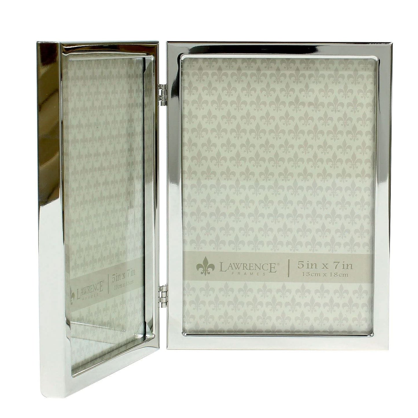 5x7 Hinged Double Silver Standard Metal Picture Frame