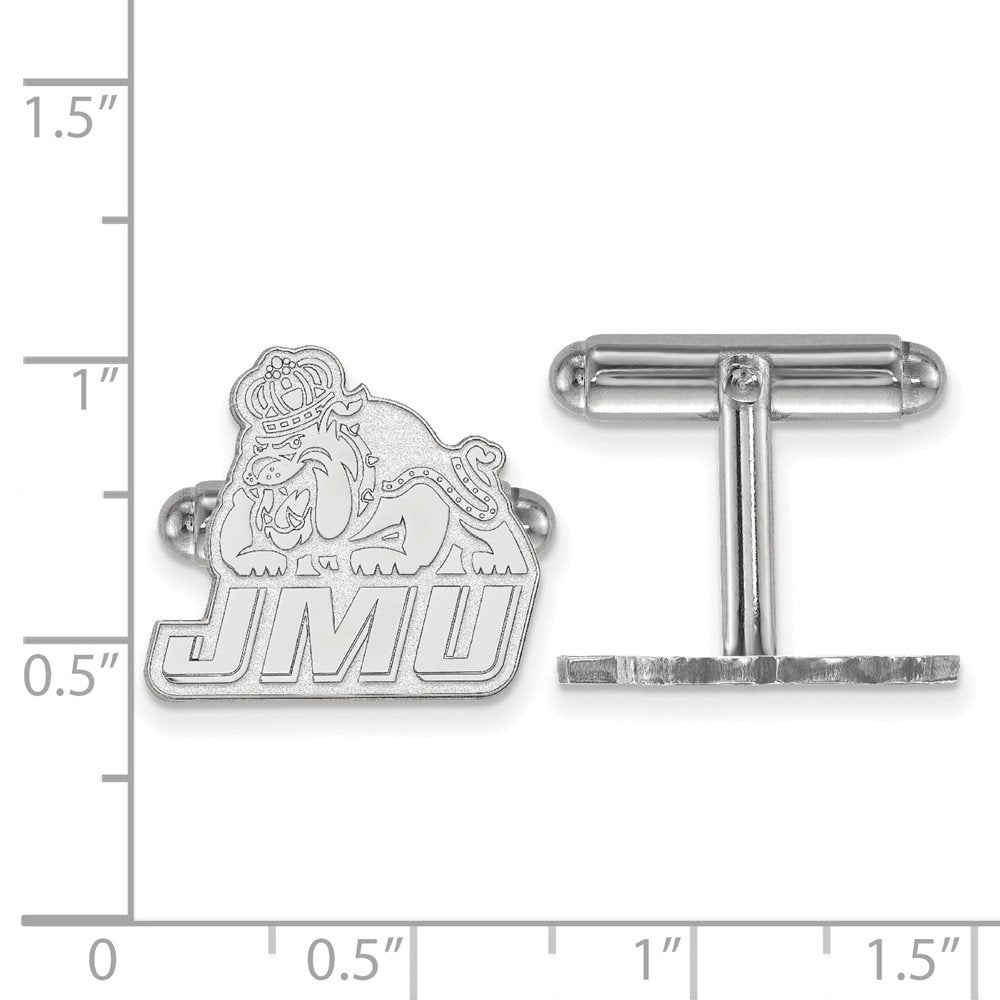 Sterling Silver Rhodium-plated LogoArt James Madison University Cuff Links Q-SS020JMU