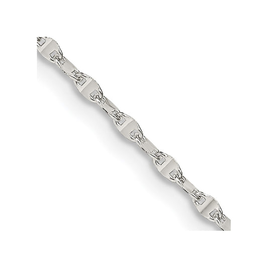 Sterling Silver 1.75mm Fancy Wave Flat Link Chain 16 Inches