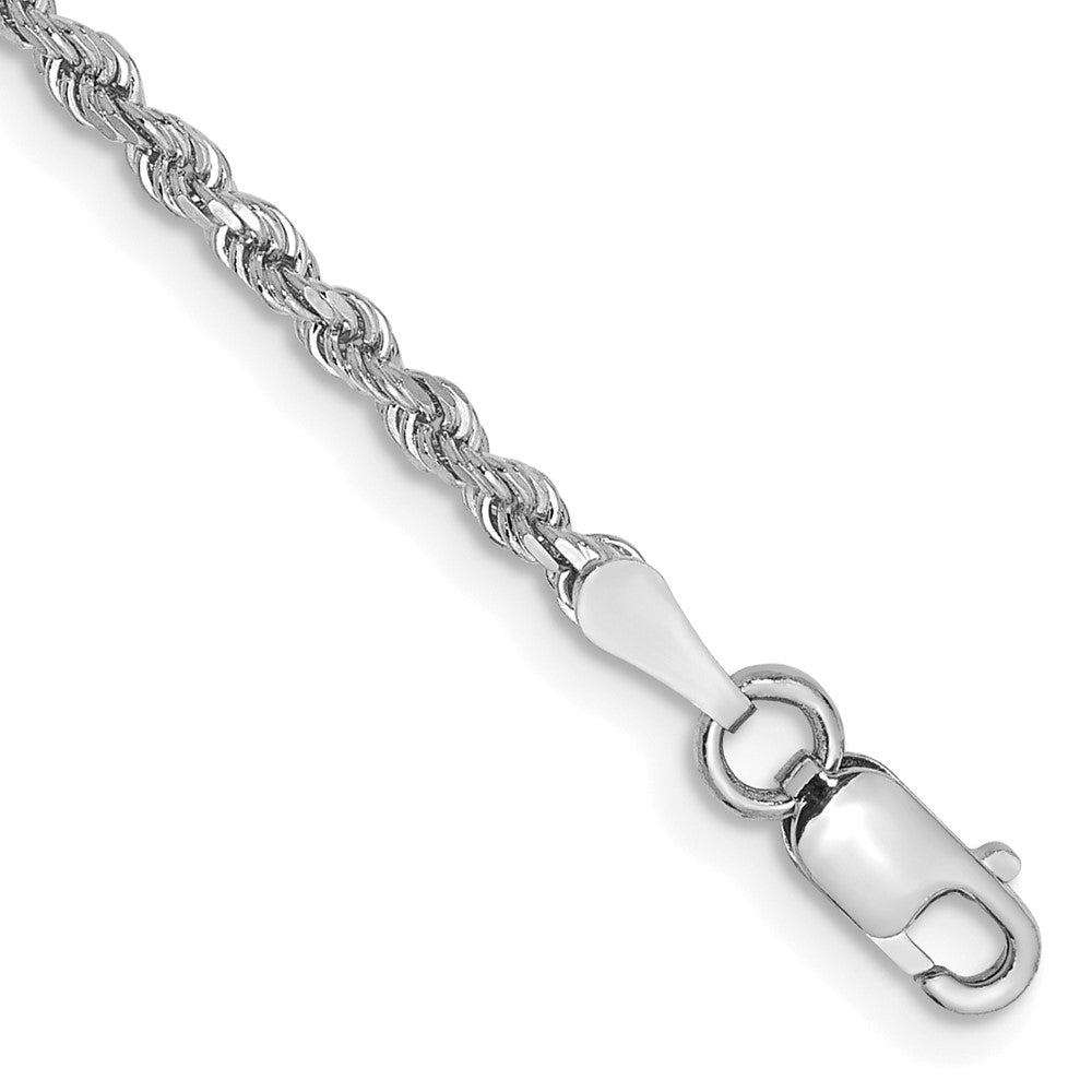 14K White Gold 7 inch 2mm Diamond-cut Rope with Lobster Clasp Chain 7  inches