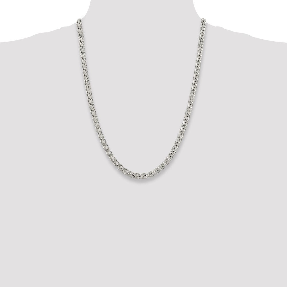 Sterling Silver 6mm Round Spiga Chain 24 Inches