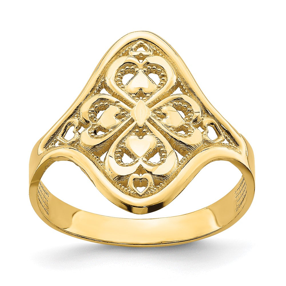 14k Diamond-cut Filigree Ring Size 6