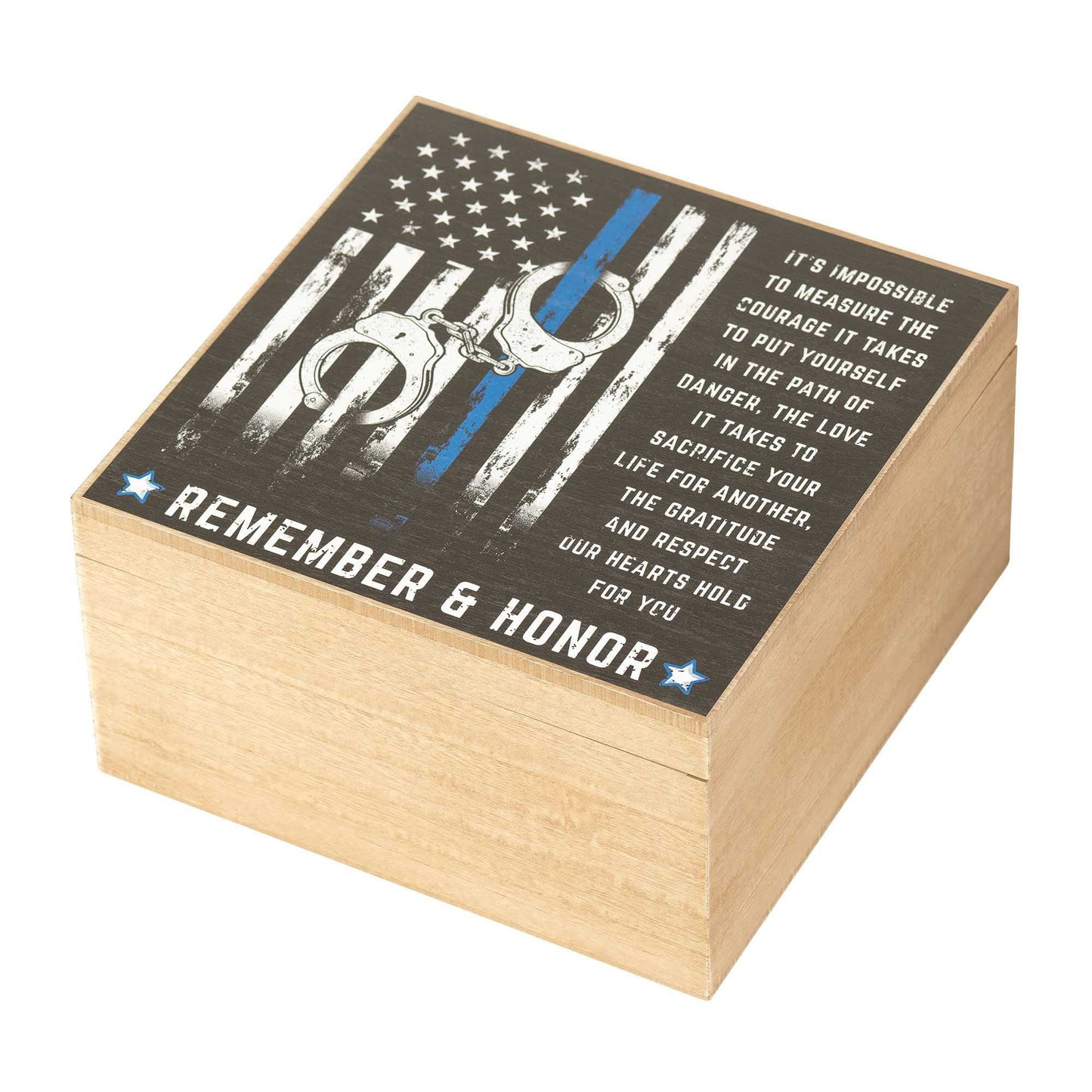 Dicksons Remember Police Blue and Black 9 Inch Wood Decorative Keepsake Photo Box