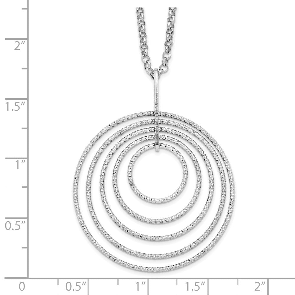 Sterling Silver Rhodium-plated D/C Multi-Circles w/2in ext Necklace 18 Inches