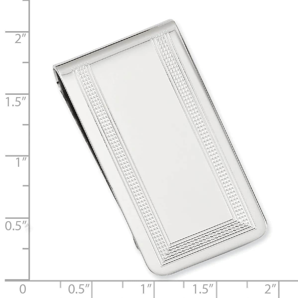 Primal Rhodium-Plated Kelly Waters Polished with Engraveable Area Money Clip