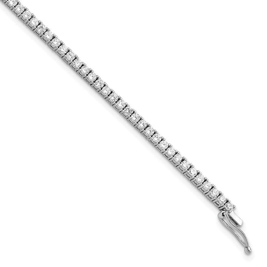 Sterling Shimmer Sterling Silver Rhodium-plated 2mm CZ 81 Stone Bracelet 7 inches