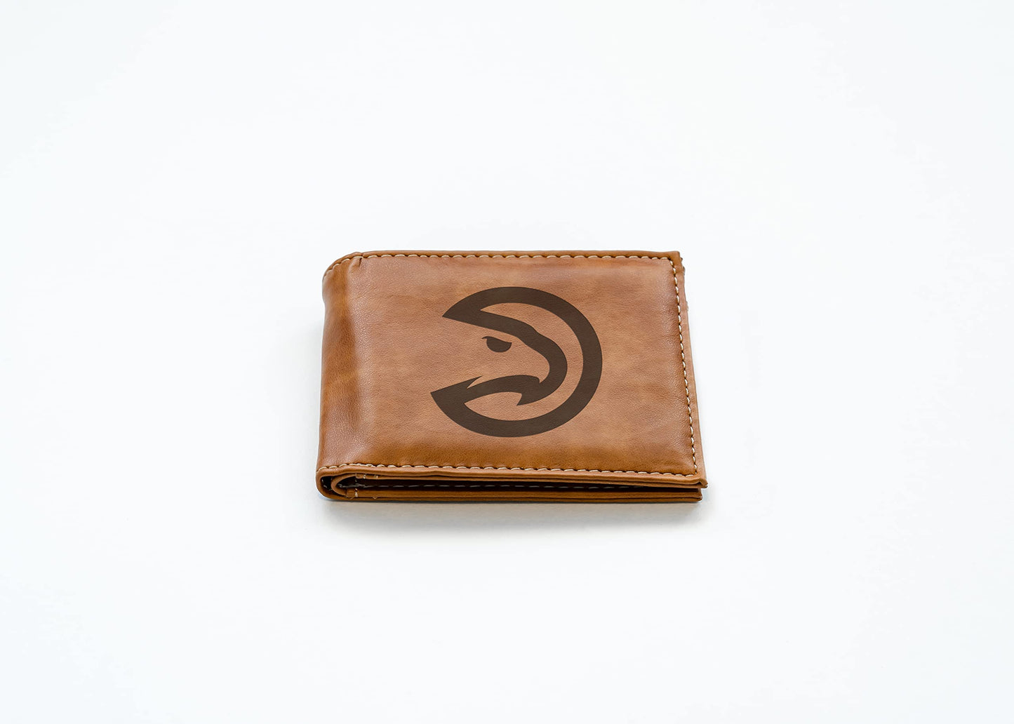 Rico Industries Basketball Atlanta  Brown Laser Engraved Bill-fold Wallet - Slim Design - Great Gift