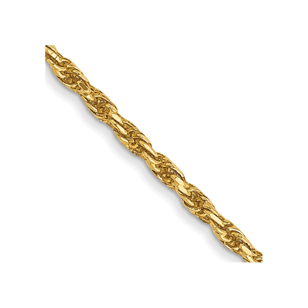 14K 22 inch 1.3mm Diamond-cut Solid Machine Made Rope with Lobster Clasp Chain