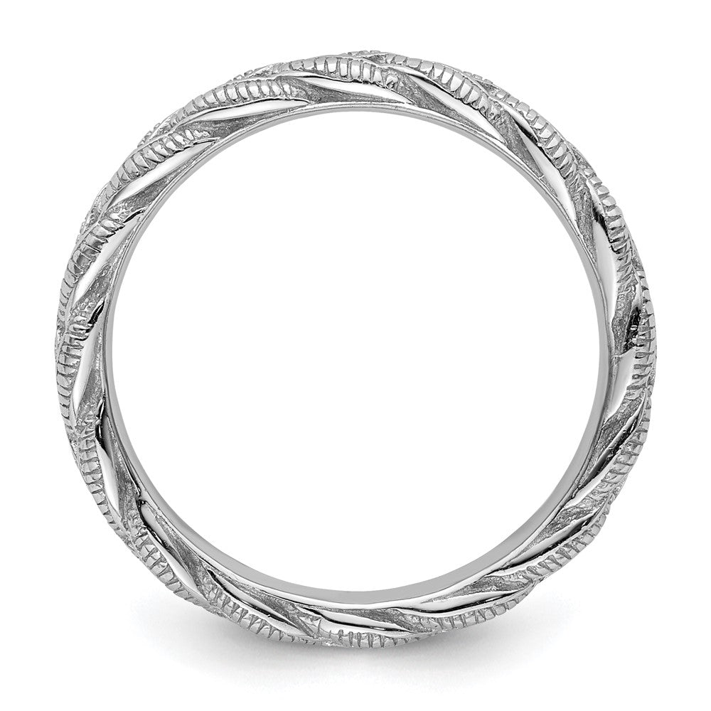 Sterling Silver Stackable Expressions Rhodium-plated Twist Ring Size -5