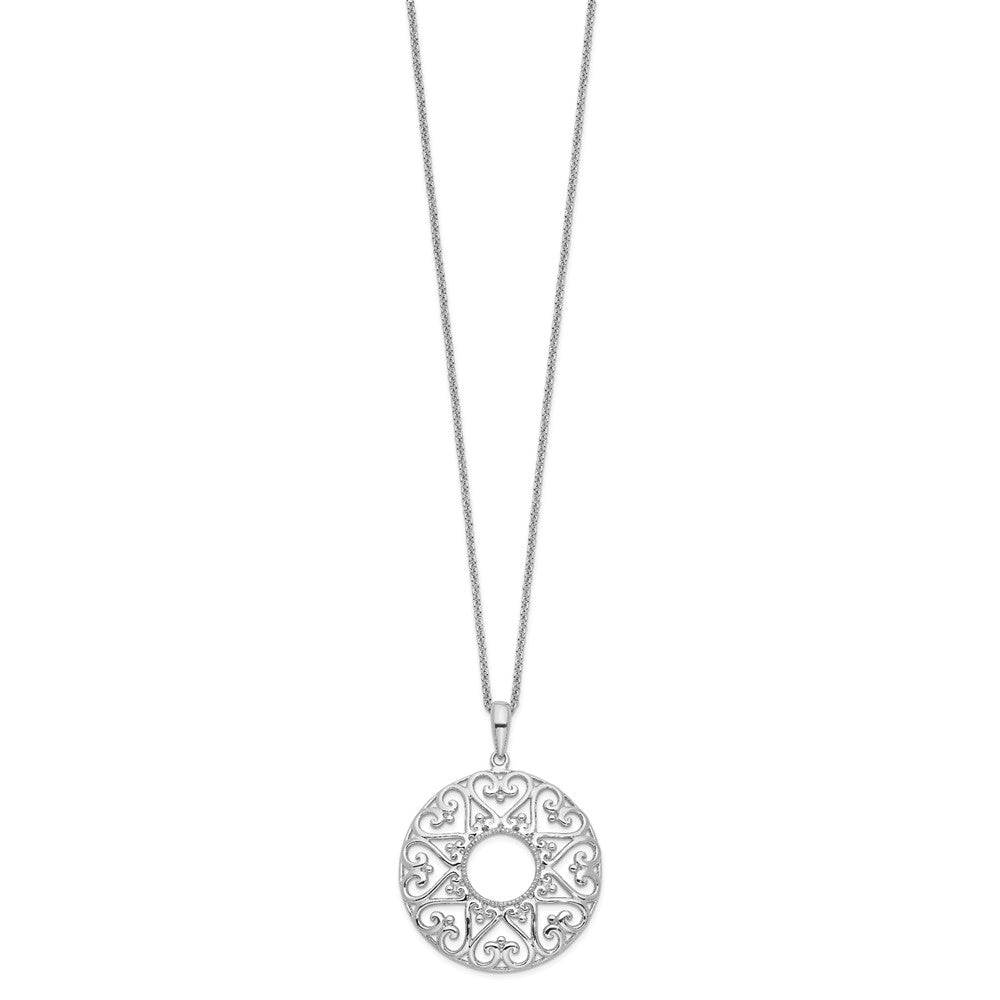 Sentimental Expressions Sterling Silver Rhodium-plated Polished Family Heart Strings 18in Necklace 18 Inches