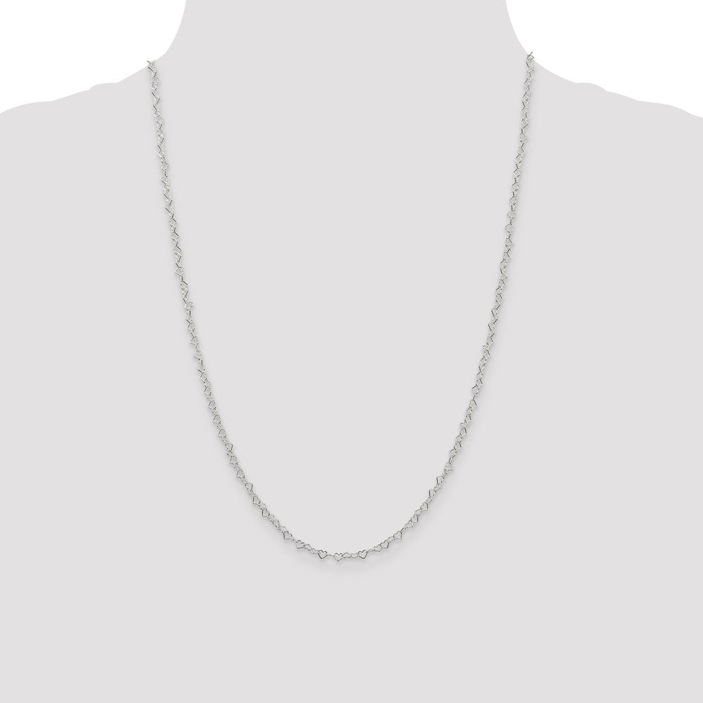 Sterling Silver 3.5mm Fancy Heart Link Chain 24 Inches