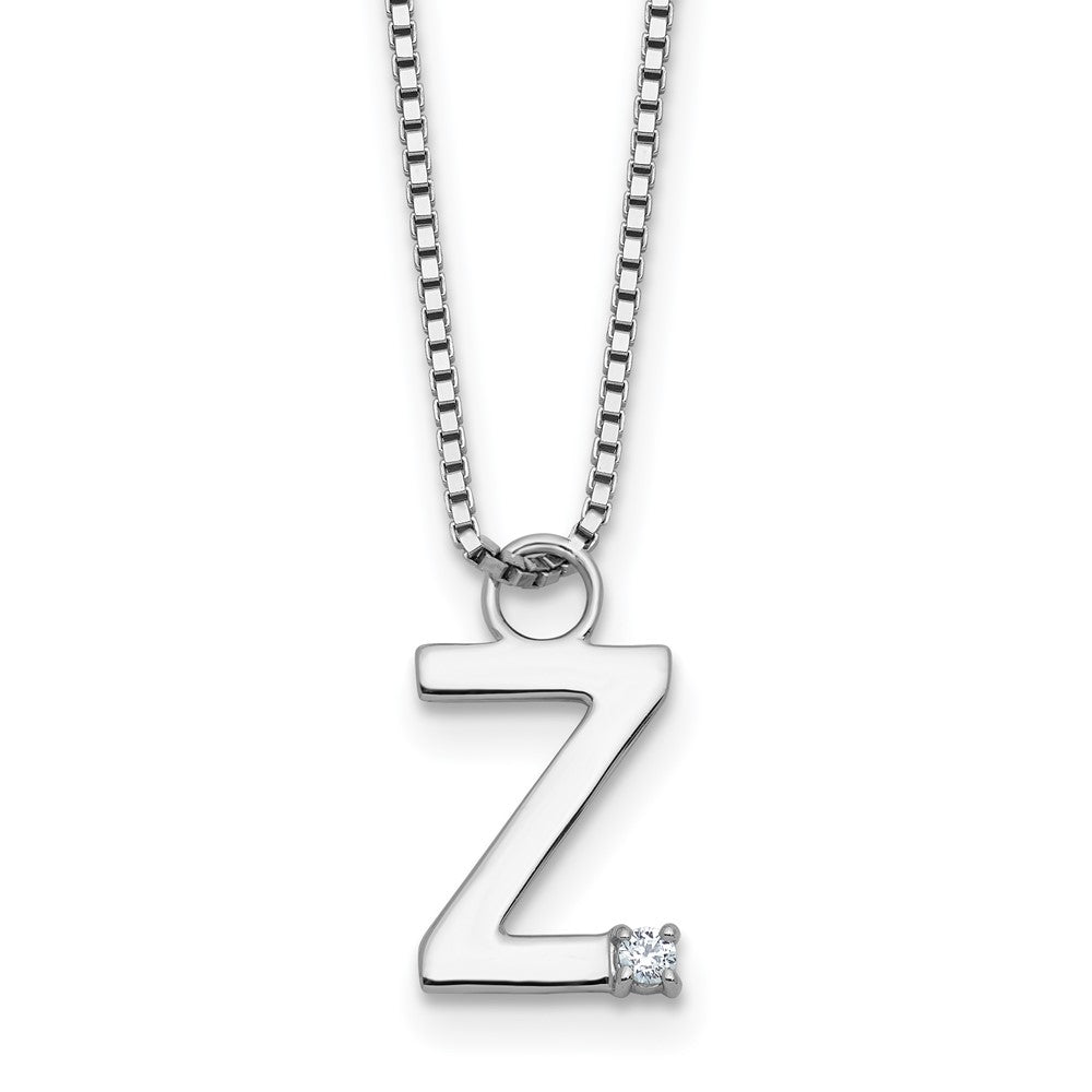 White Ice Sterling Silver Rhodium-plated 18 inch Diamond Letter Z Initial Necklace plus 2 inch Extender 18 Inches