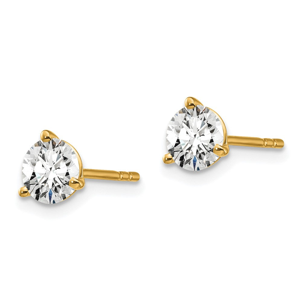 14k Yellow Gold 1 1/4 ctw Lab Grown Diamond VS/SI+ G+ Round 3 Prong Heavy Wt. Stud Earrings