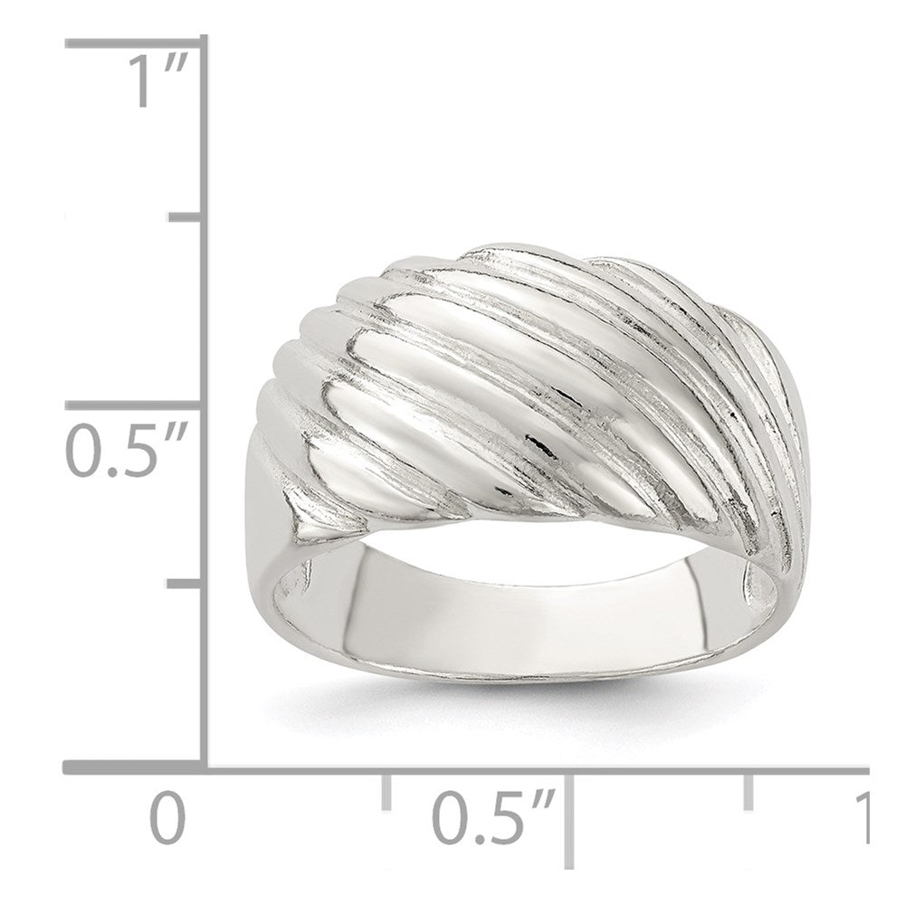Sterling Silver Solid Fancy Ribbed Ring