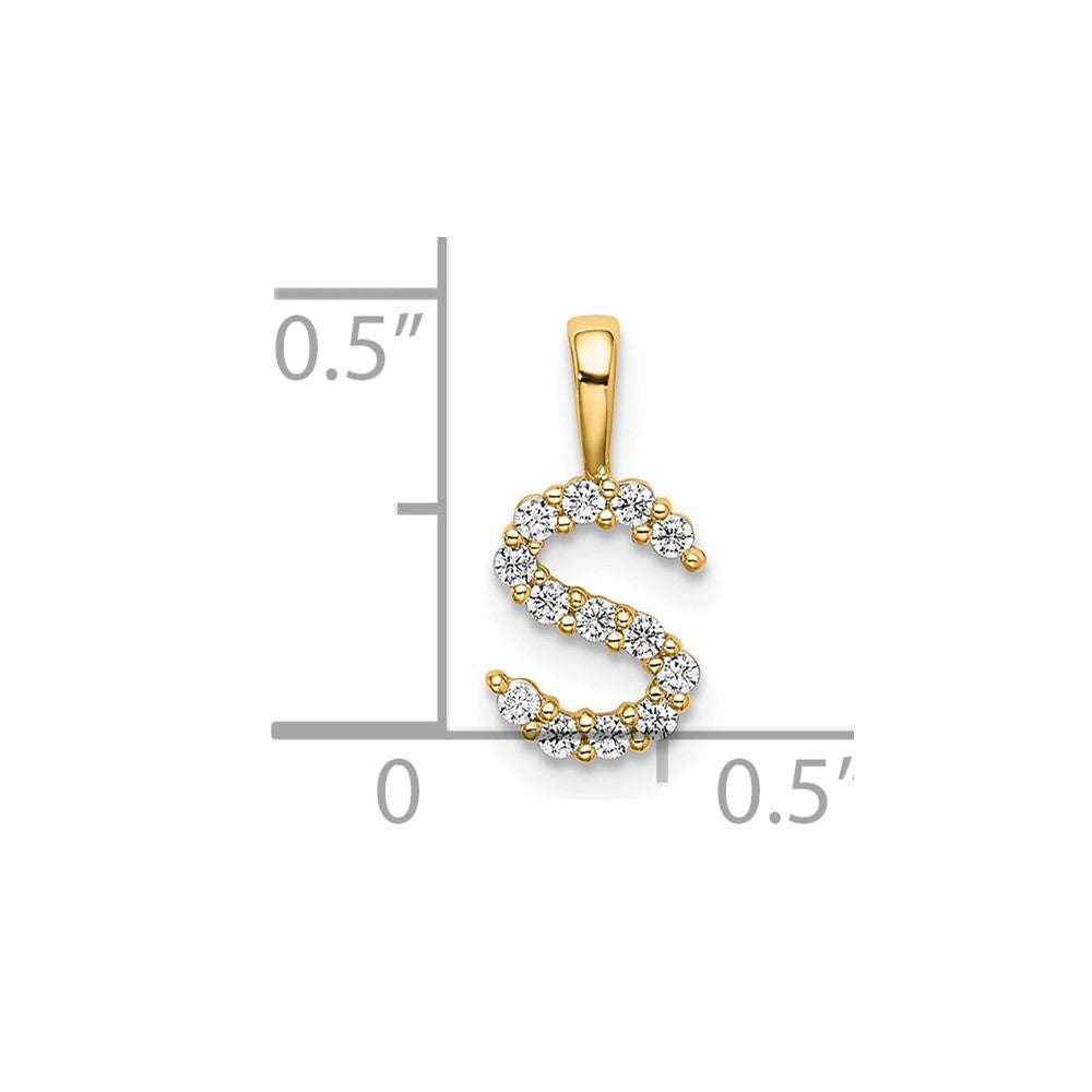 14k 1/8 carat Lab Grown Diamond VS/SI+ G+ Letter S Initial Pendant