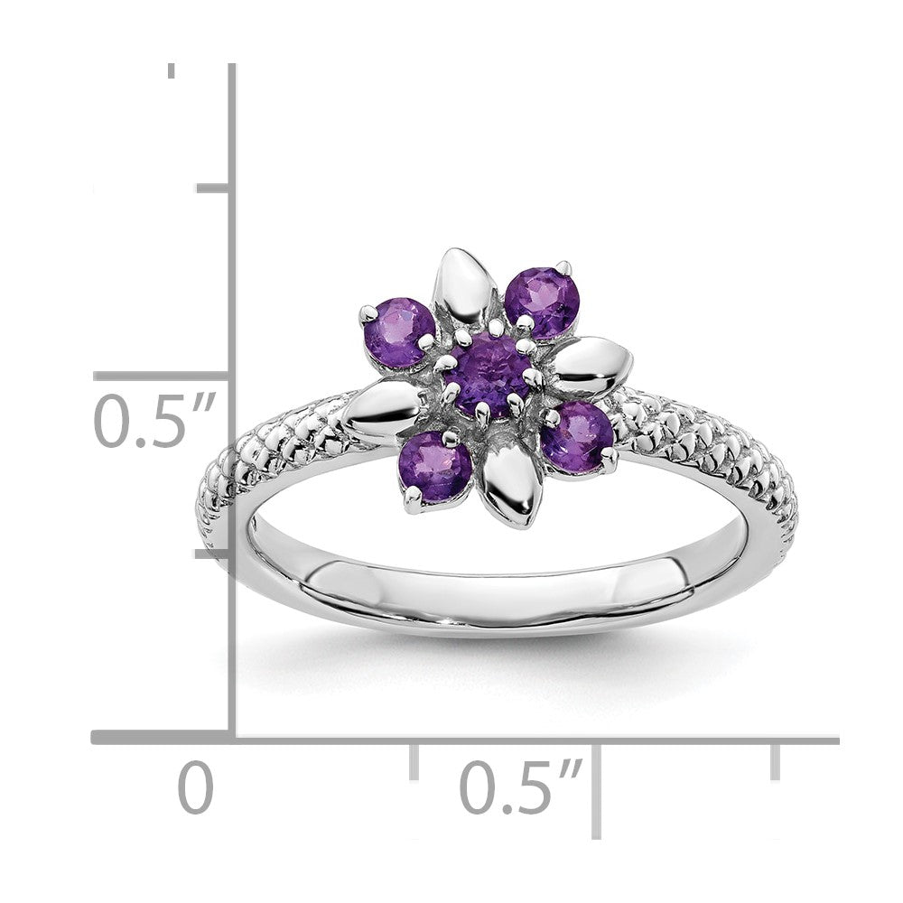 Sterling Silver Stackable Expressions Amethyst Ring Size -6