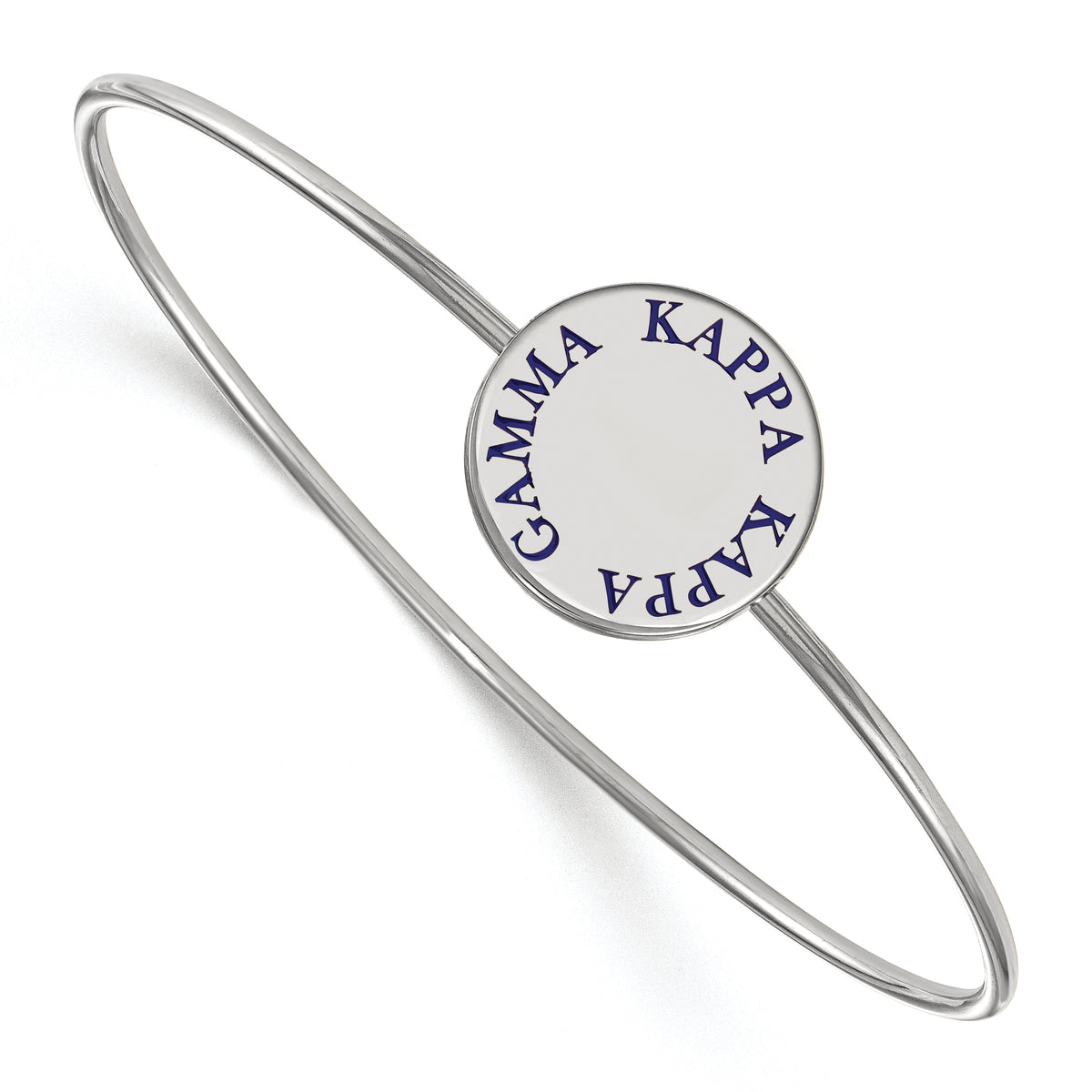 Sterling Silver Official Licensed Greek Sororities 7in Kappa Kappa Gamma (???) Enameled Slip-on Bangle