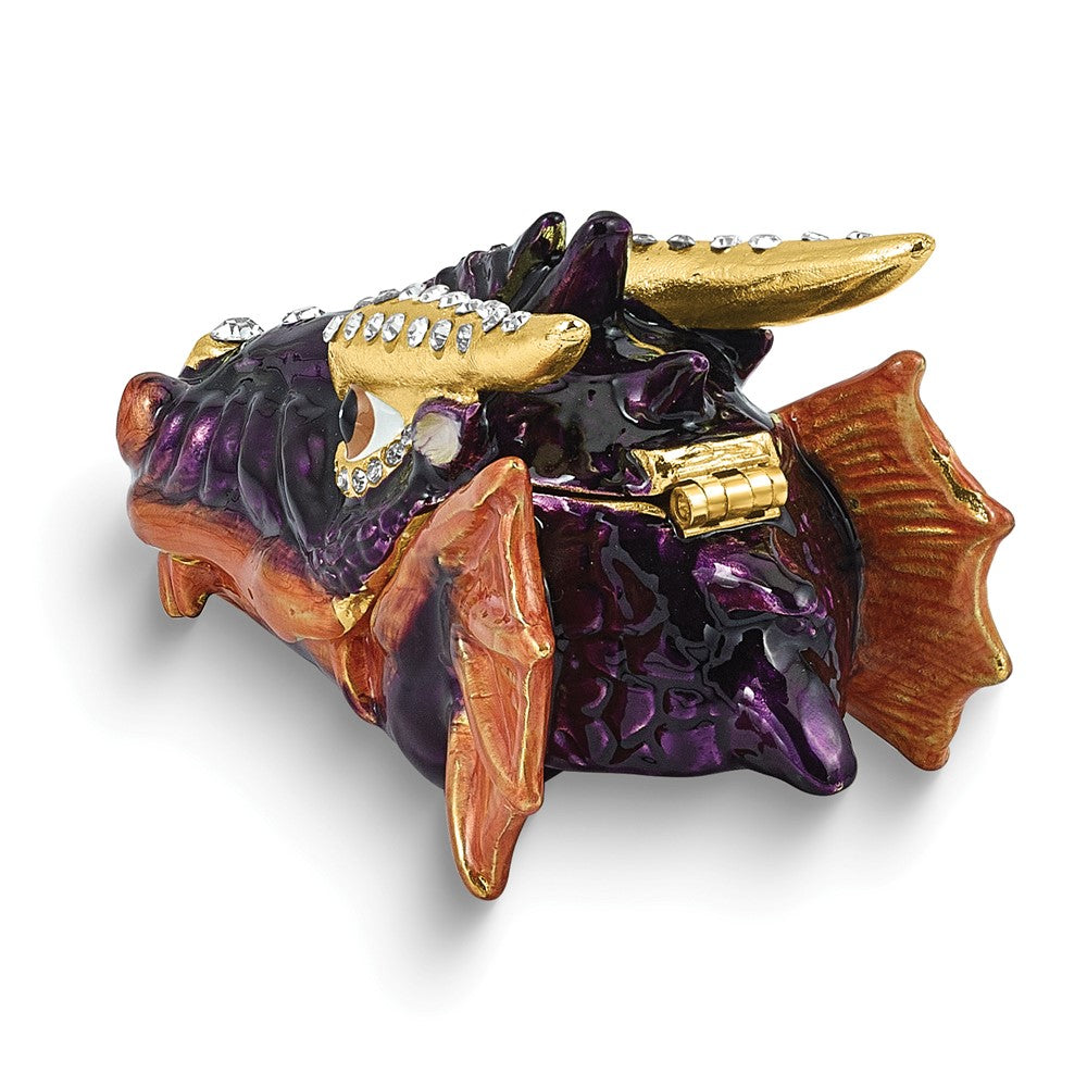 Luxury Giftware by Jere Bejeweled SMOKEY BANDITO Dragon Head Trinket Box with Matching 18 inch Necklace