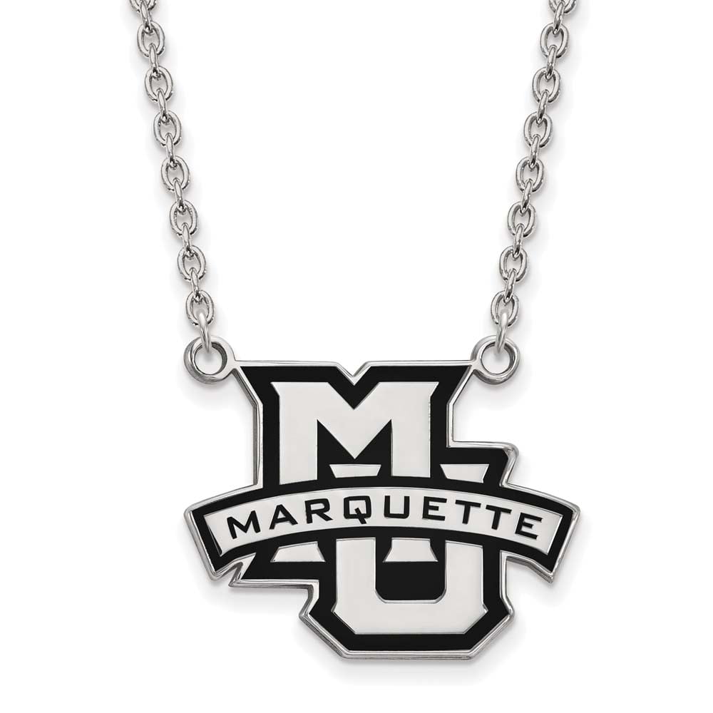 LogoArt Sterling Silver Marquette University Large Enamel Pendant Necklace