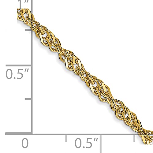 14K 9 inch 2.75mm Lightweight Singapore with Lobster Clasp Anklet