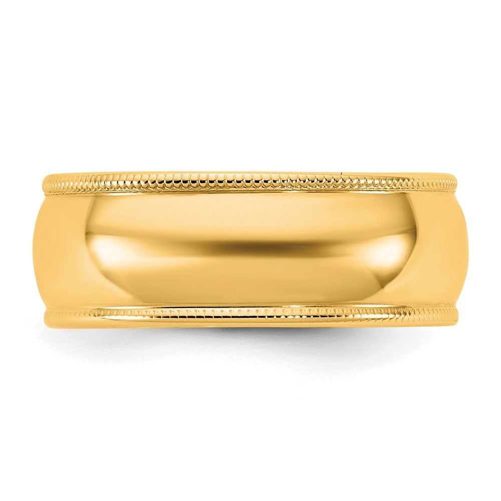 14KY 7mm LTW Milgrain Half Round Band Size 6