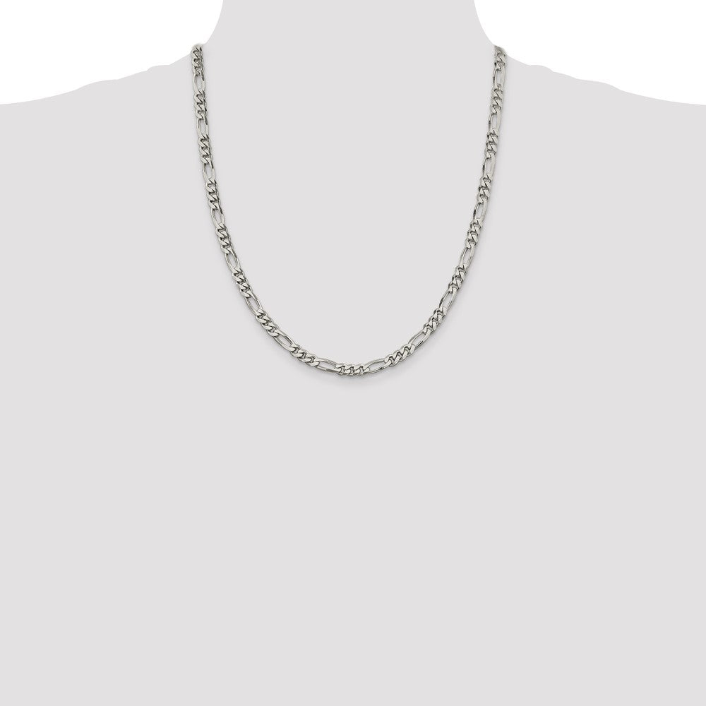 Sterling Silver 5.5mm Figaro Chain 22 Inches