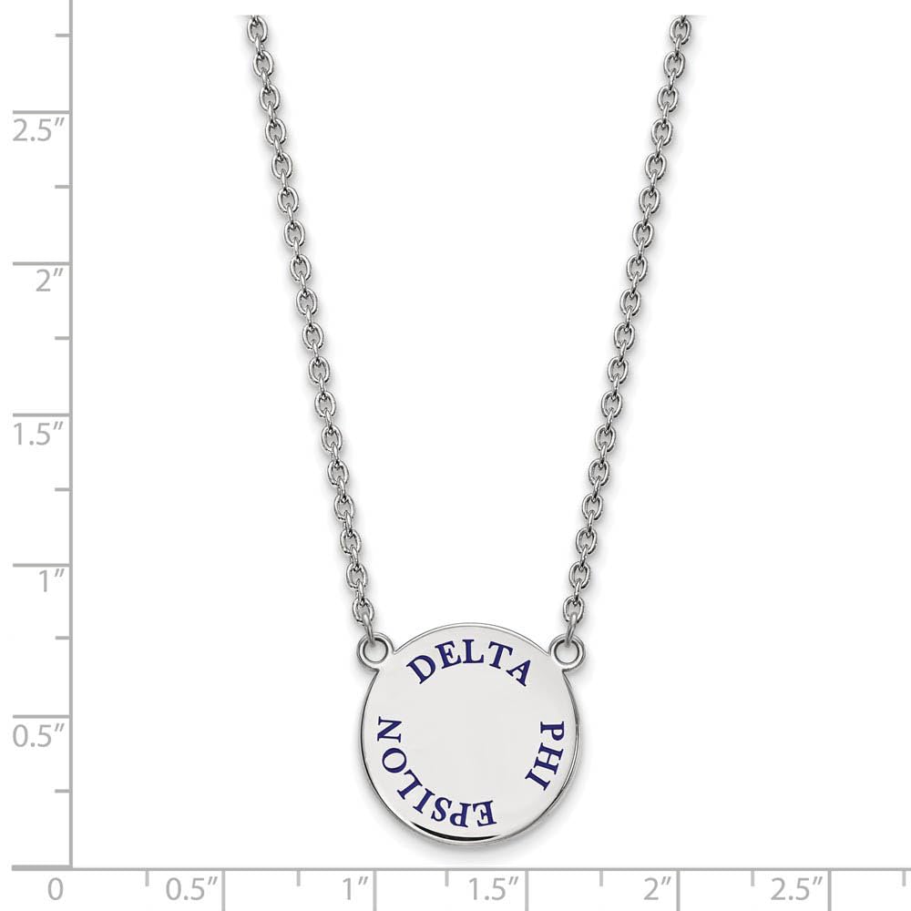 LogoArt Sterling Silver Delta Phi Epsilon Small Enameled Pendant Necklace With 18 Inch