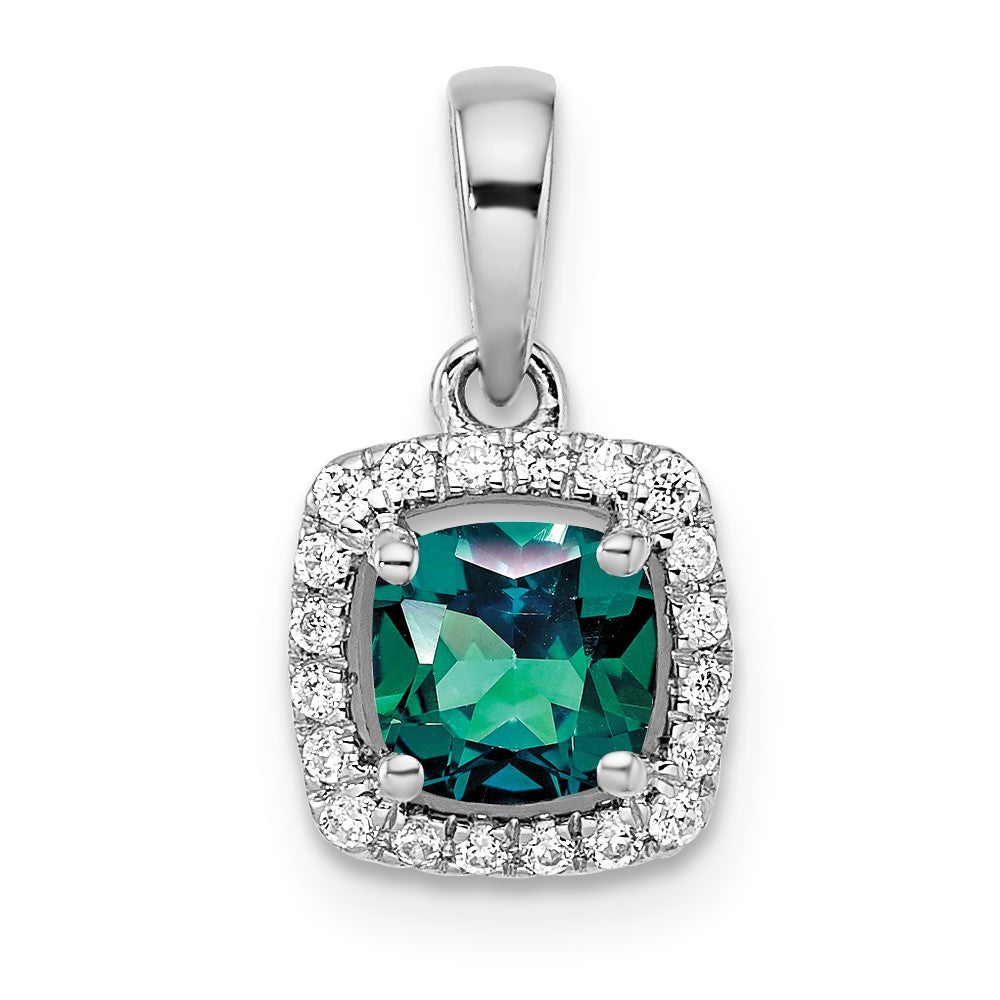 14kw ANT Created Alexandrite and Diamond Pendant w/ chain