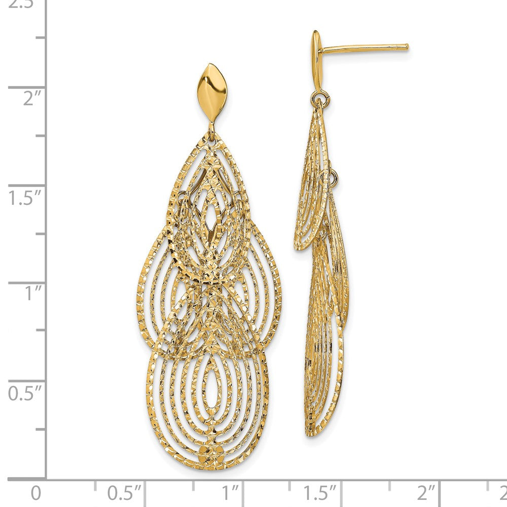 14k Polished D/C Post Dangle Earrings