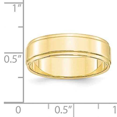 10k Yellow Gold 6mm Flat with Step Edge Wedding Band Size 7