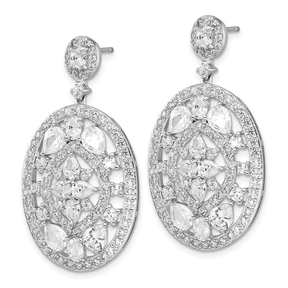 Cheryl M Sterling Silver CZ Fancy Post Dangle Earrings