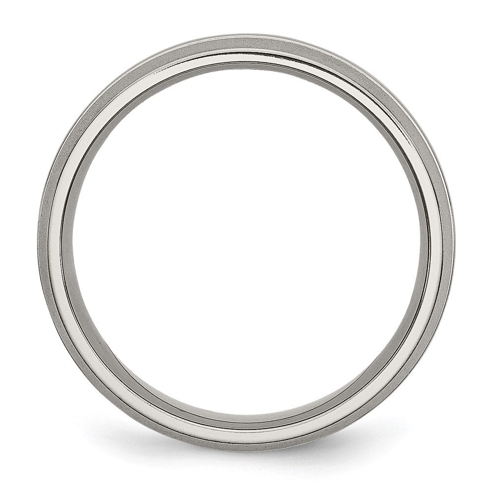 Titanium Brushed and Polished 6mm Grooved Band Size - 8.5