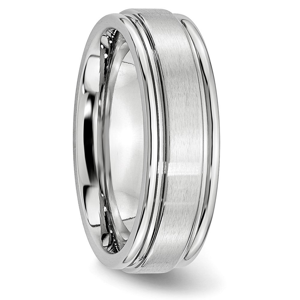 Cobalt Satin and Polished Ridged Edge 7mm Band Size - 10