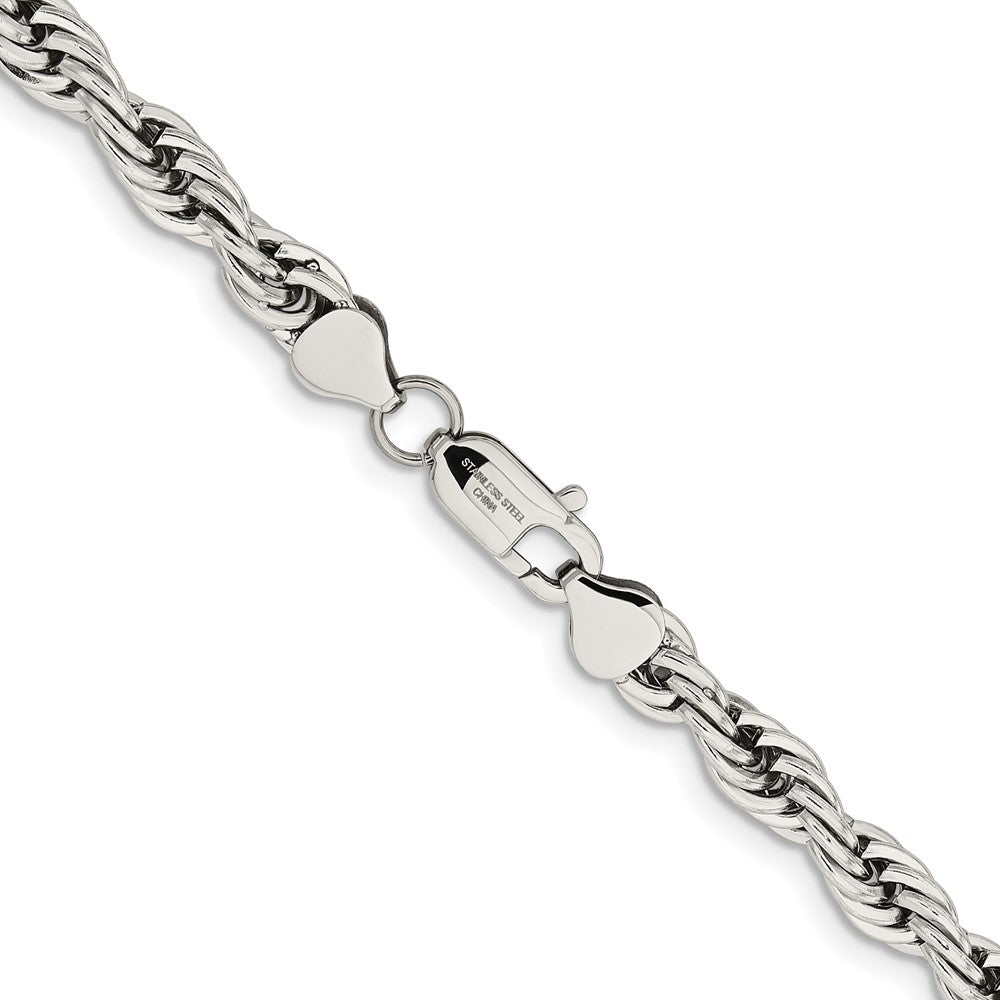 Stainless Steel Polished 7mm 20in Rope Chain