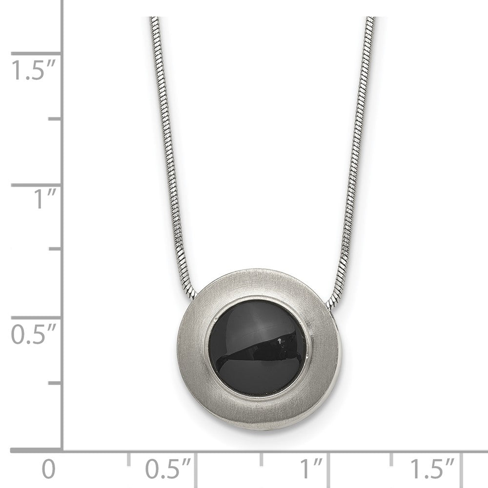 Titanium Brushed and Polished with Black Ceramic 18in Necklace