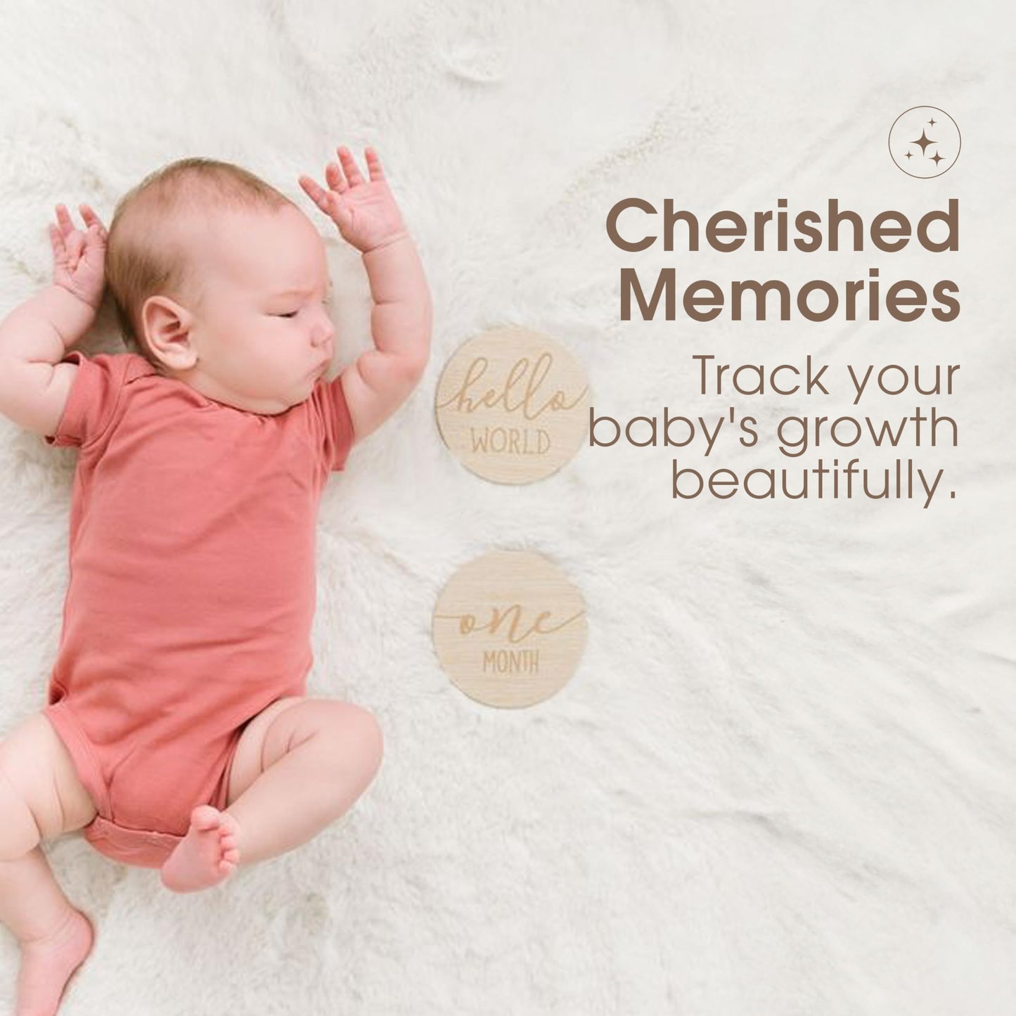 Pearhead Baby Wooden Monthly Milestone Double-Sided Props, Numbers 1-12, Gender Neutral, Beige