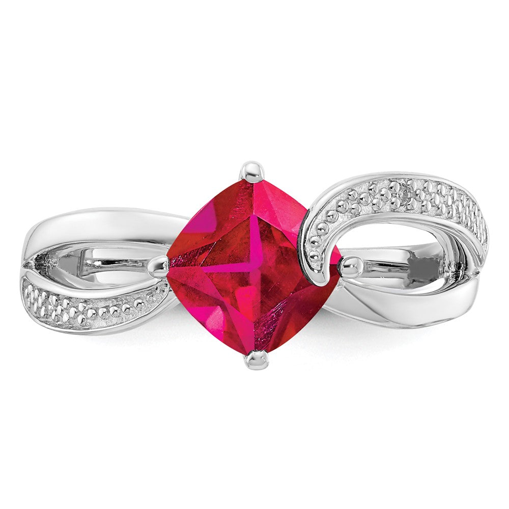 ANC Sterling Silver CR Ruby & Diamond Ring