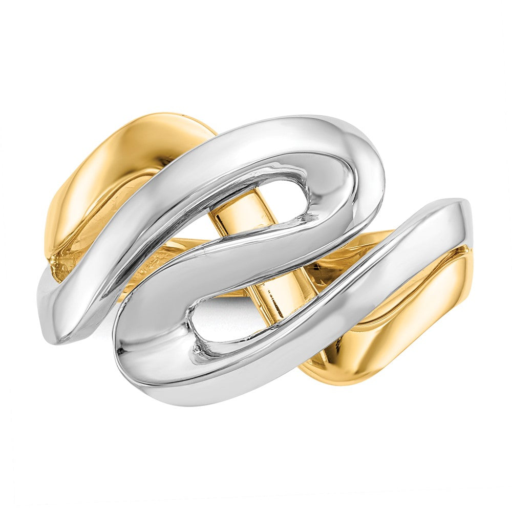 14K Two-Tone Swirl Ring Size 6