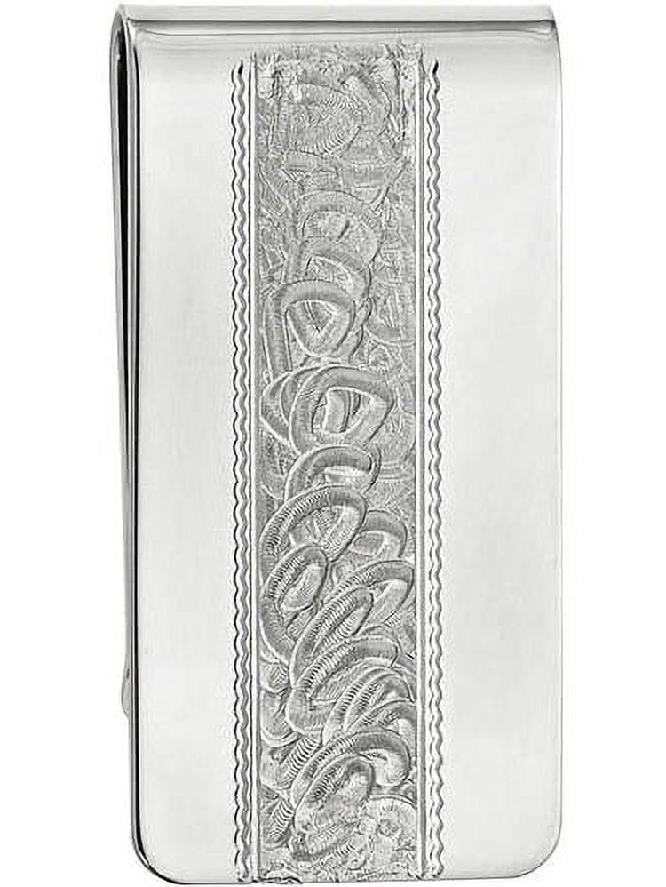 Primal Rhodium-plated Kelly Waters Money Clip with Swirl Pattern Center