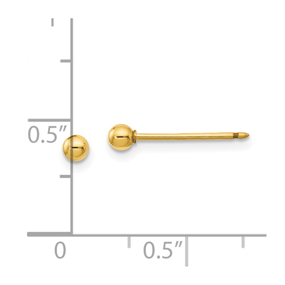 Inverness 14K Gold Polished 3mm Ball Long Post Piercing Earrings