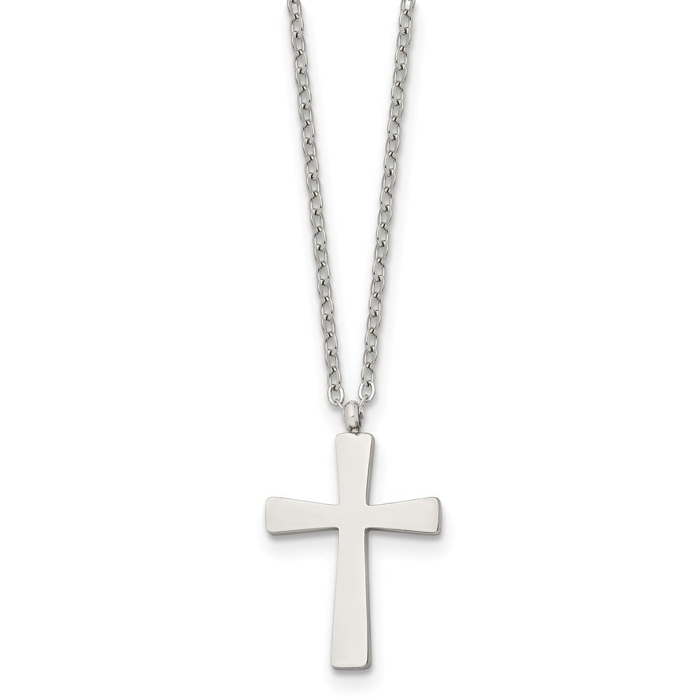 Stainless Steel Polished Small Cross 18in Necklace