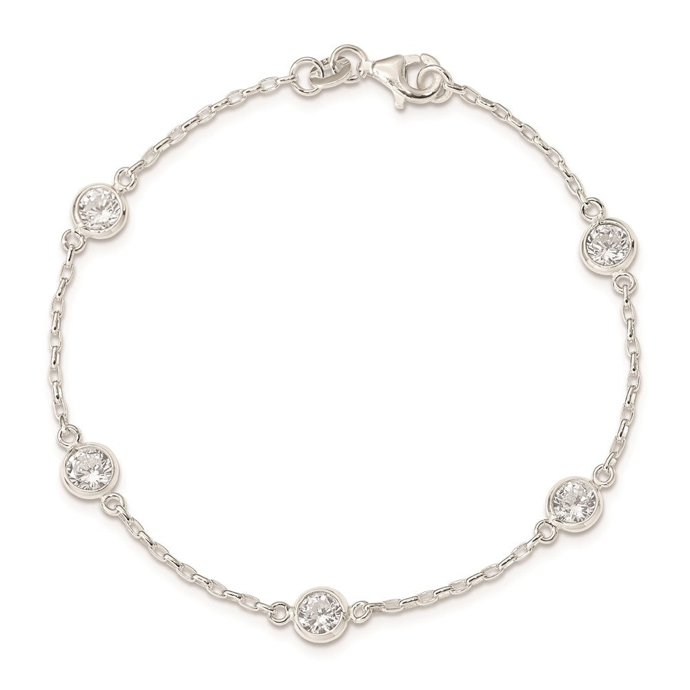 Sterling Silver Polished CZ Bracelet 7.5 inches