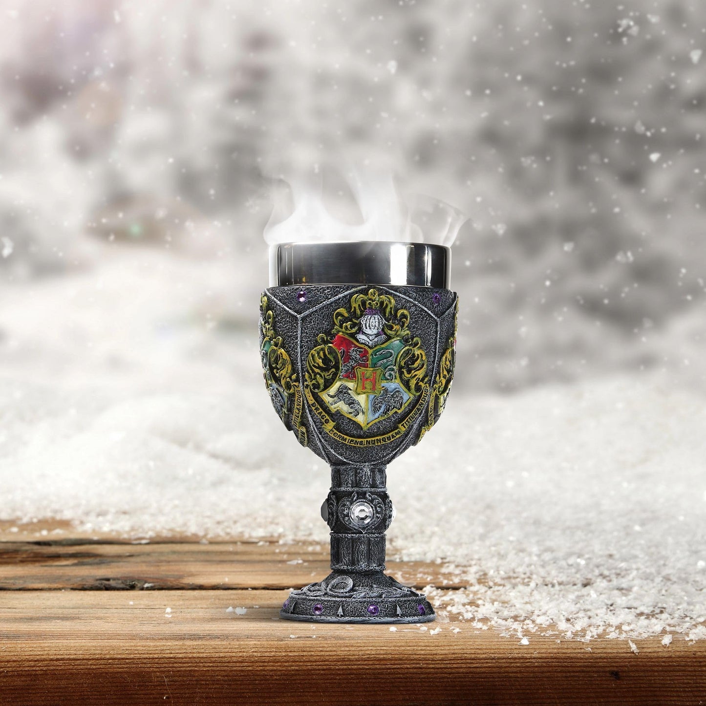 Enesco Wizarding World of Harry Potter Hogwarts Decorative Stainless Steel Resin Goblet 7in H